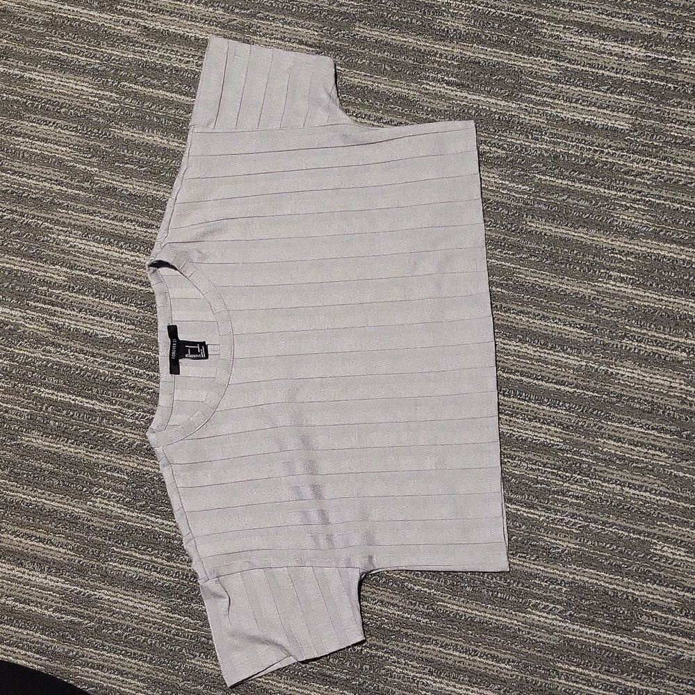 Forever 21, grey, texture striped crop top. Size small